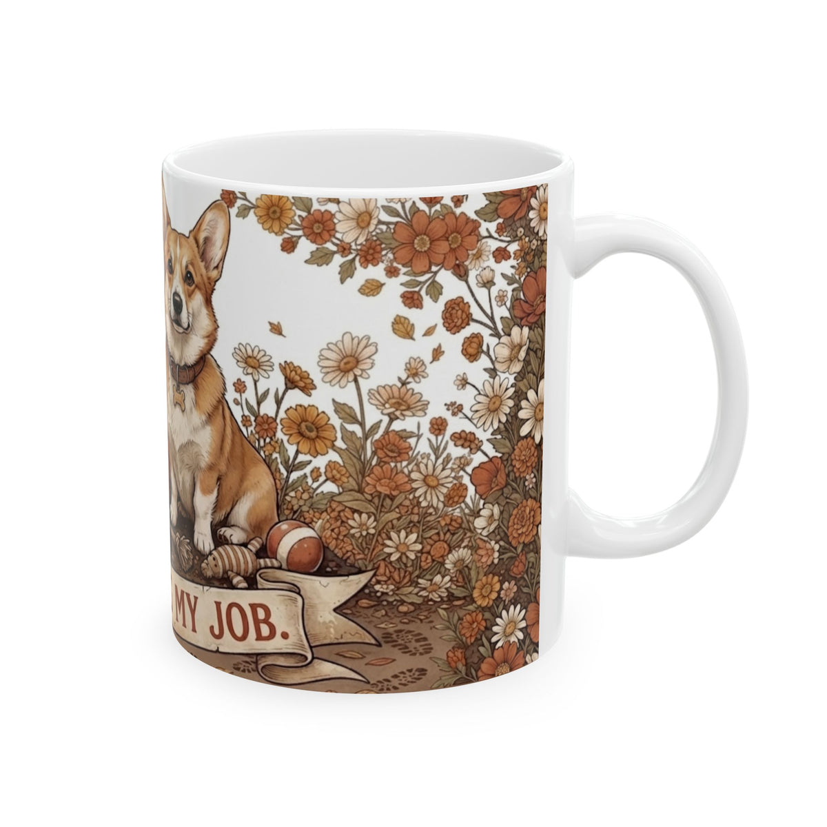 Corgi Garden Security Mug — “Just Doing My Job” Ceramic Coffee Cup 11oz