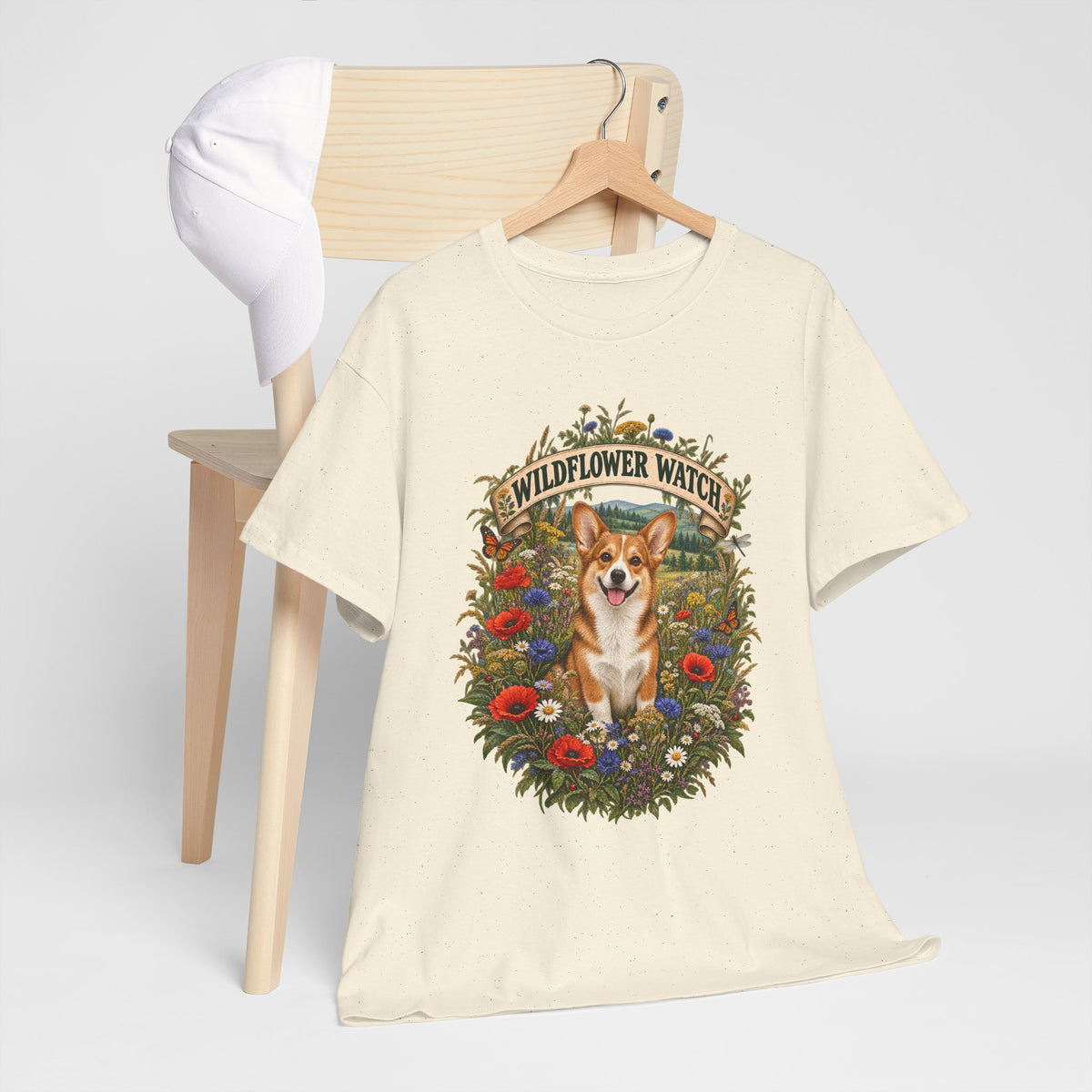 Corgi Wildflower Watch T‑Shirt — Cute Dog Floral Graphic Tee