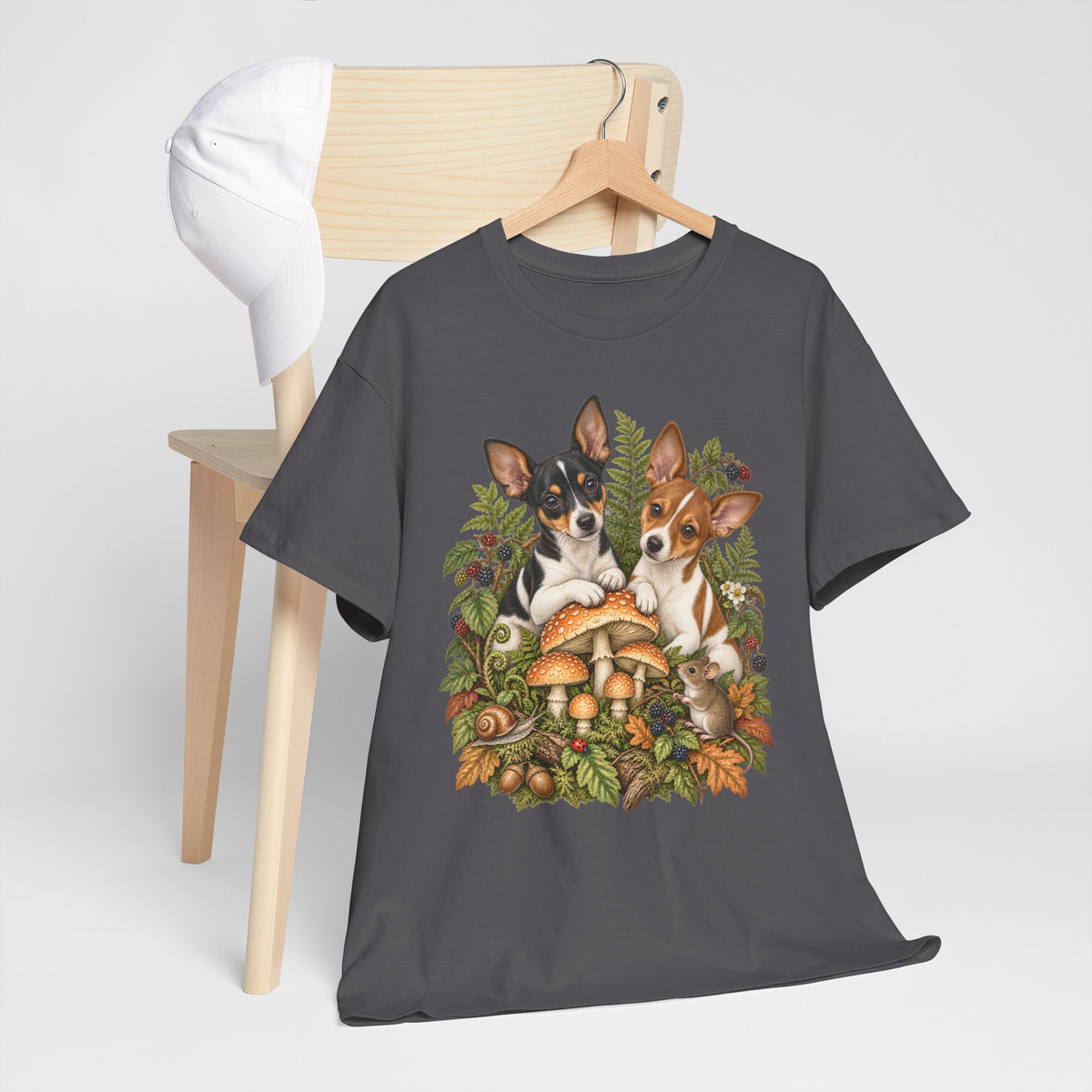 Rat Terrier Puppies Autumn Mushroom T-Shirt