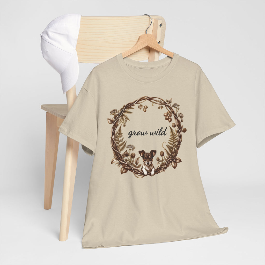 'Grow Wild' Floral Wreath with Puppy Graphic Tee