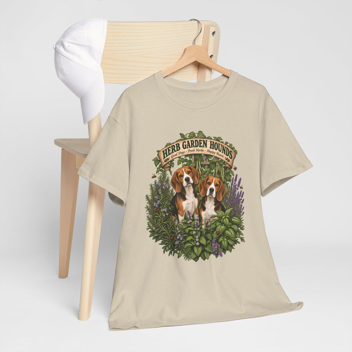 Herb Garden Hounds T-Shirt — Beagle Floral Gardening Tee