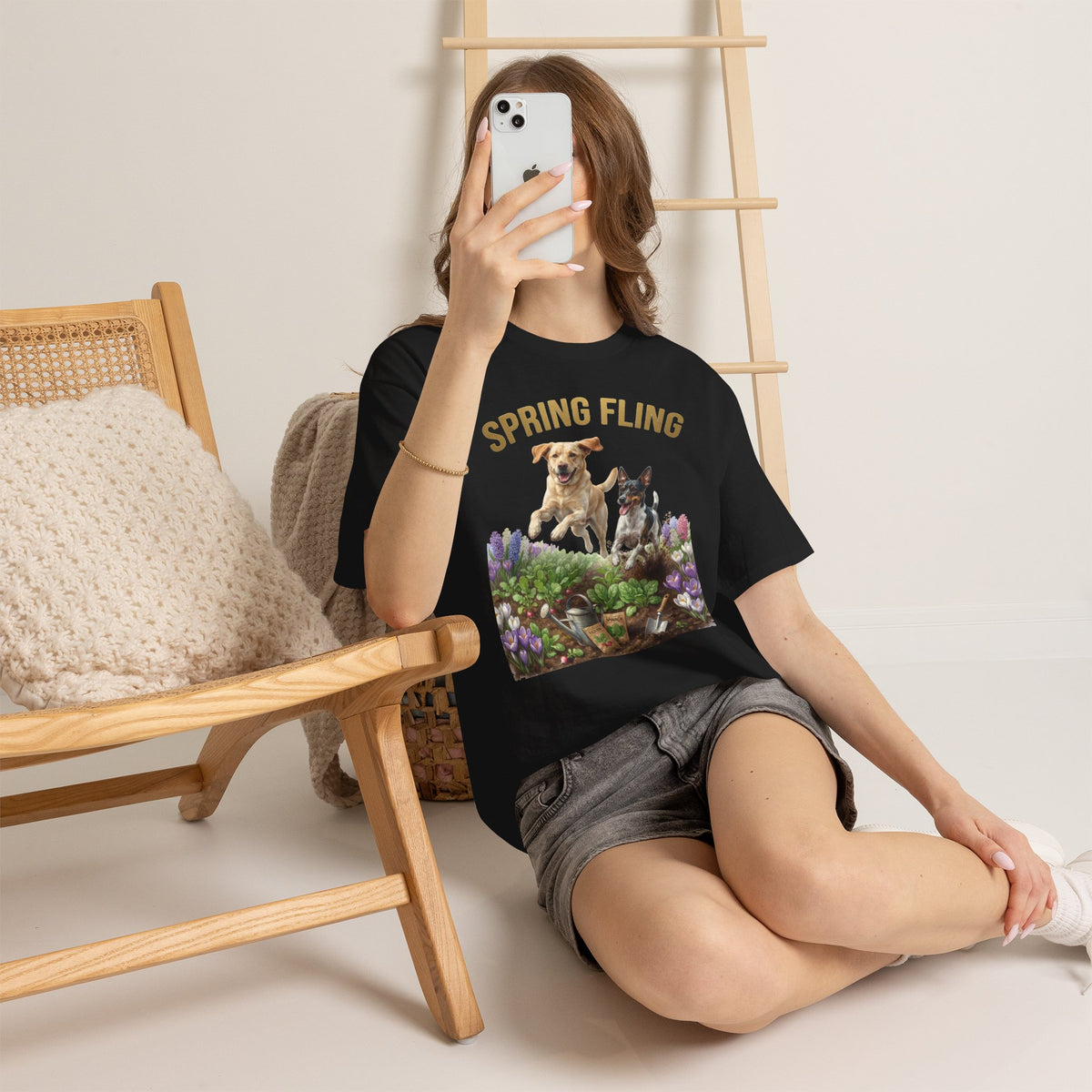 Spring Fling Yellow Lab & Rat Terrier Unisex T-Shirt