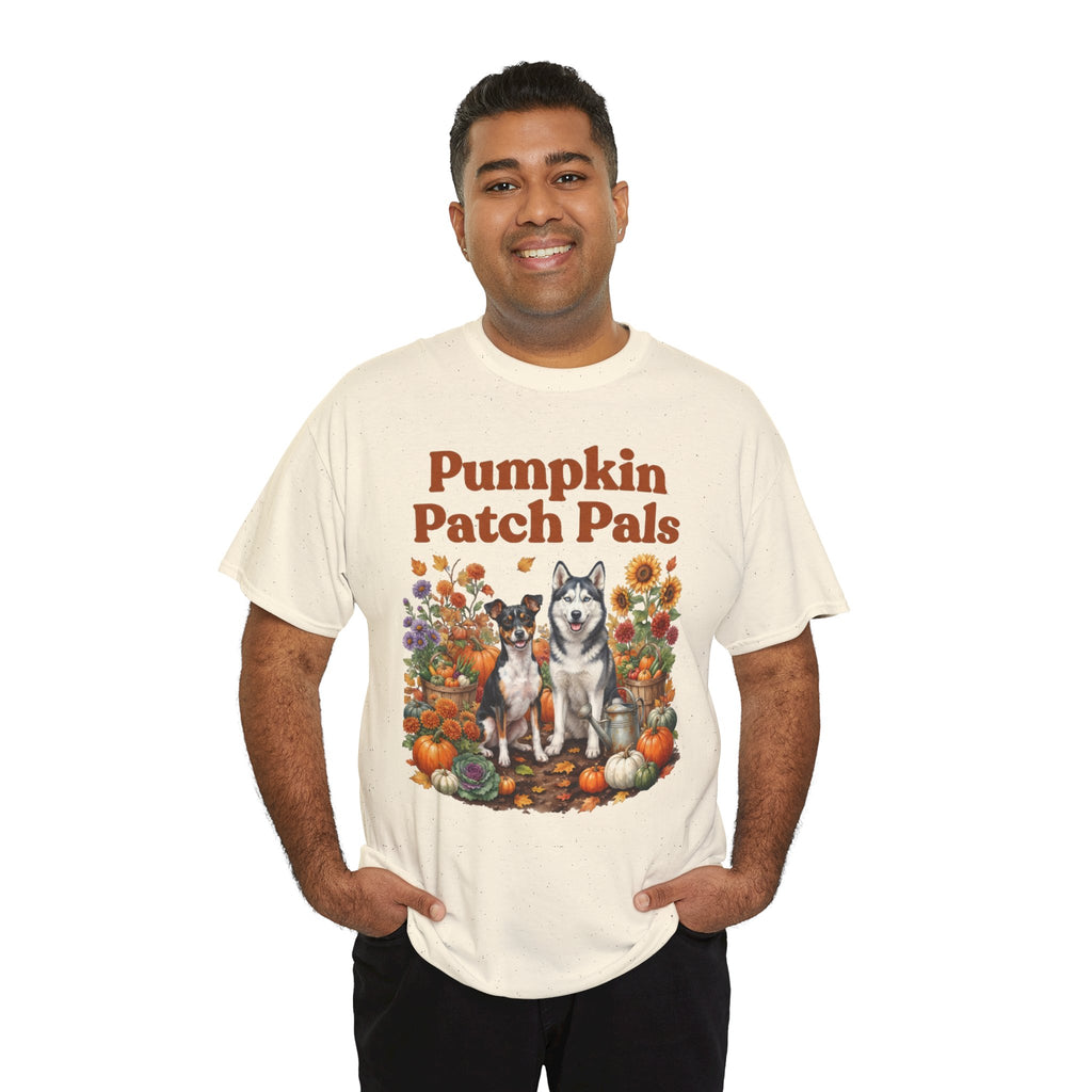 Pumpkin Patch Pals Tee — Fall Husky & Pumpkin Graphic T-Shirt