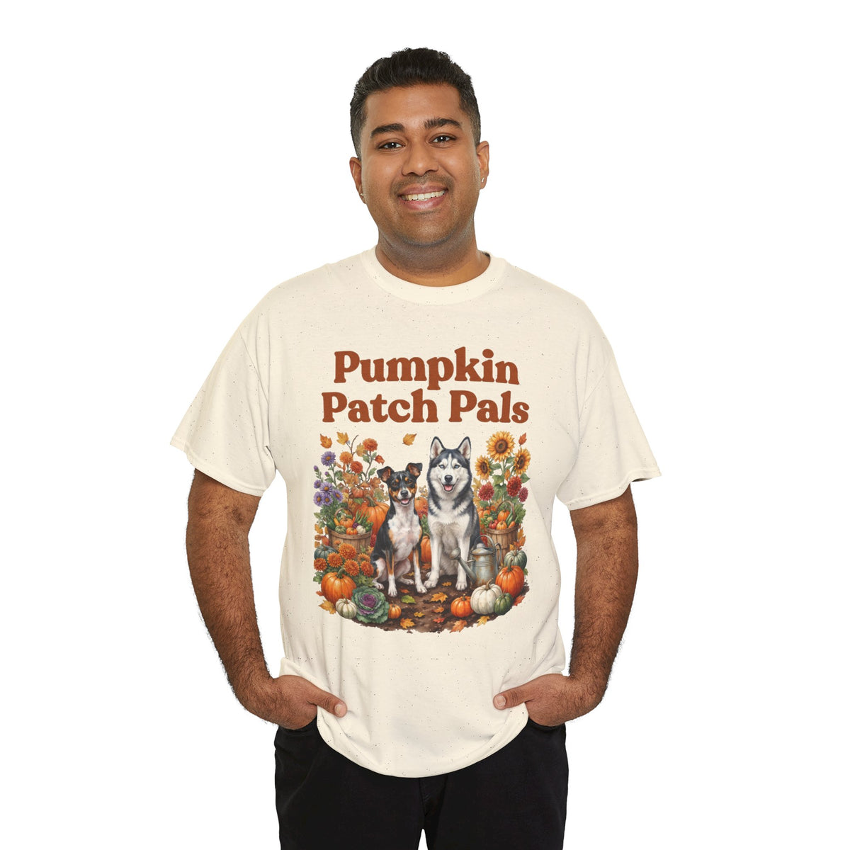 Pumpkin Patch Pals Tee — Fall Husky & Pumpkin Graphic T-Shirt
