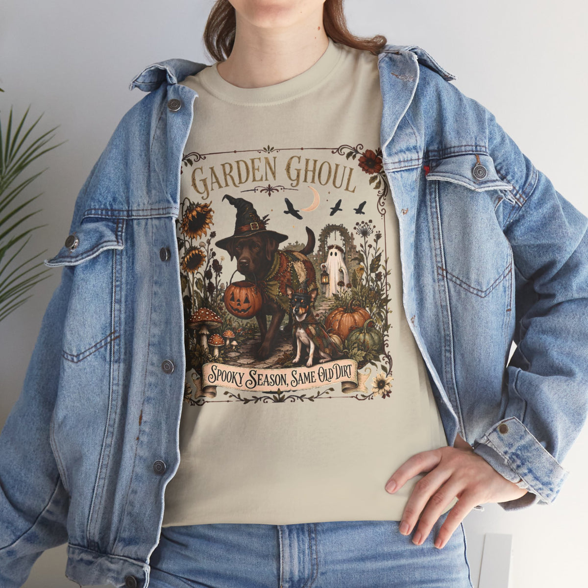 Garden Ghoul Spooky Season Same Old Dirt Unisex T-Shirt Chocolate Lab.