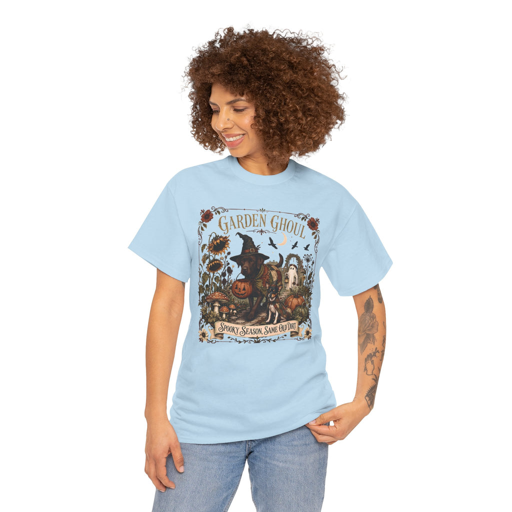 Garden Ghoul Spooky Season Same Old Dirt Unisex T-Shirt Chocolate Lab.