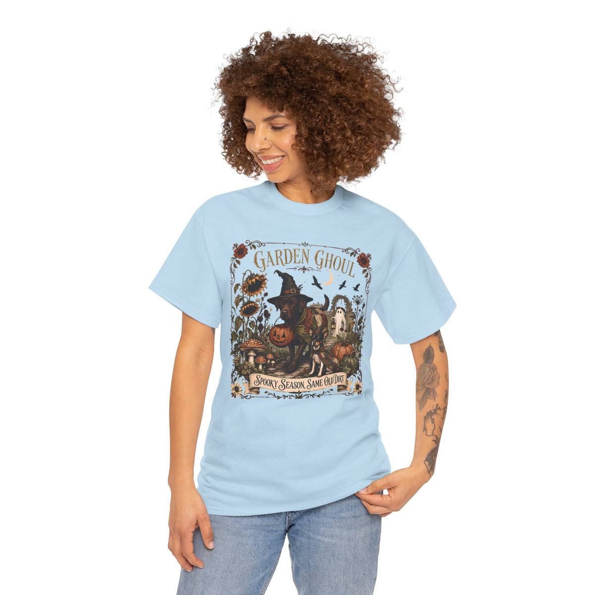 Garden Ghoul Spooky Season Same Old Dirt Unisex T-Shirt Chocolate Lab.
