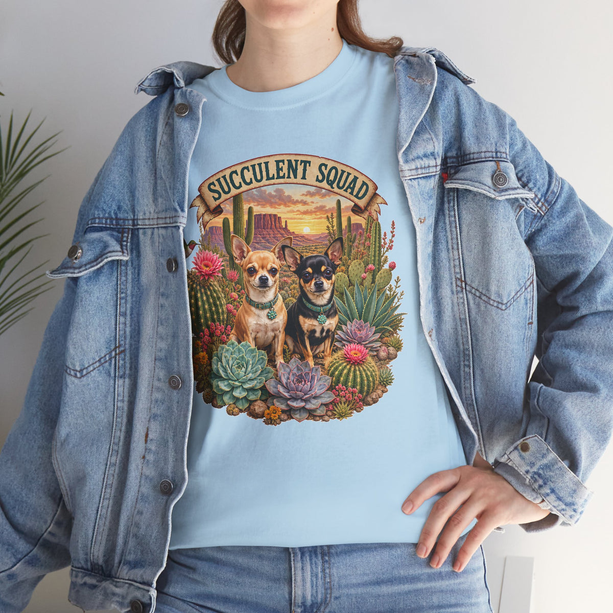 Succulent Squad T-Shirt — Cute Chihuashuas & Desert Succulents Graphic Tee