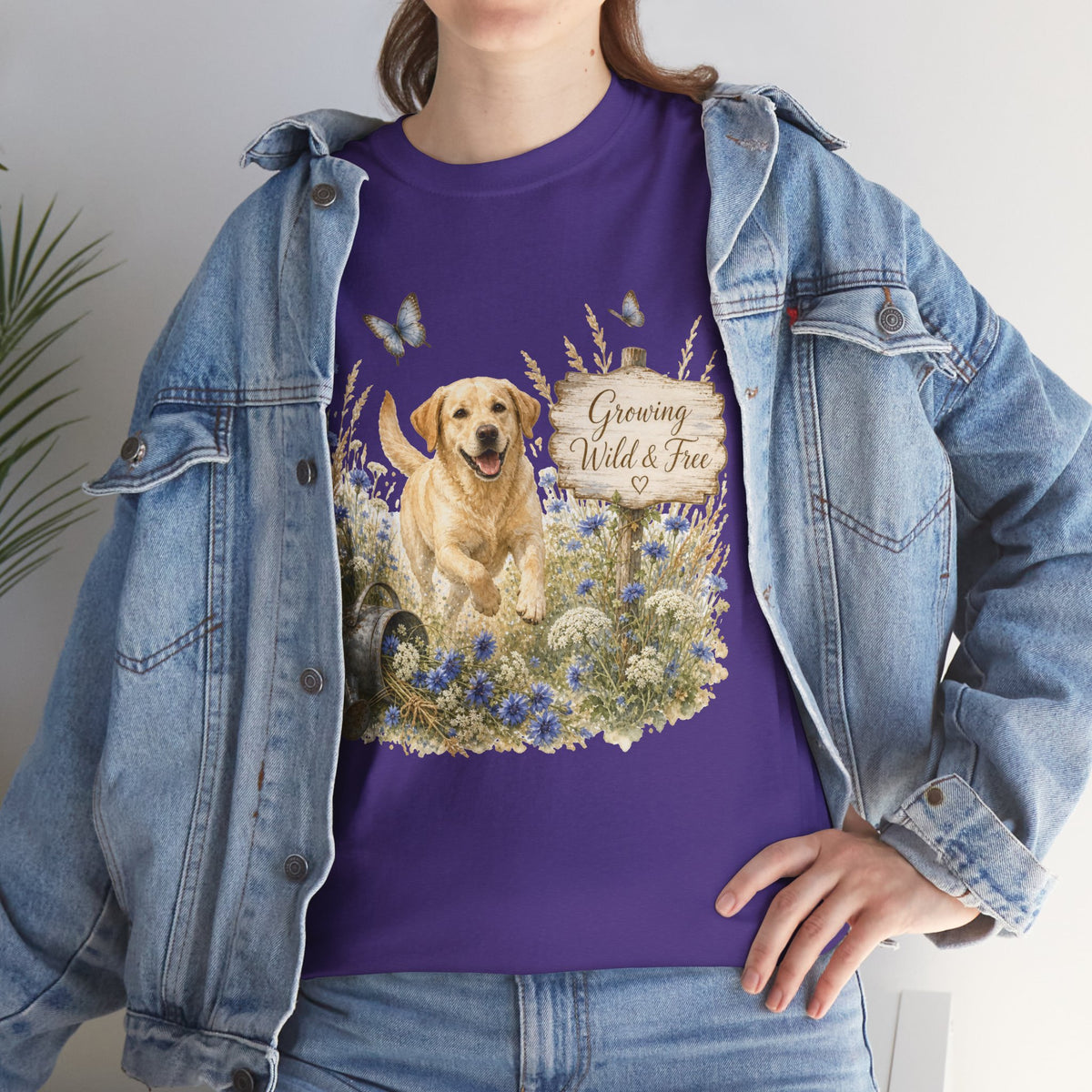 Golden Retriever Floral Tee — "Growing Wild & Free" Dog Lover Shirt
