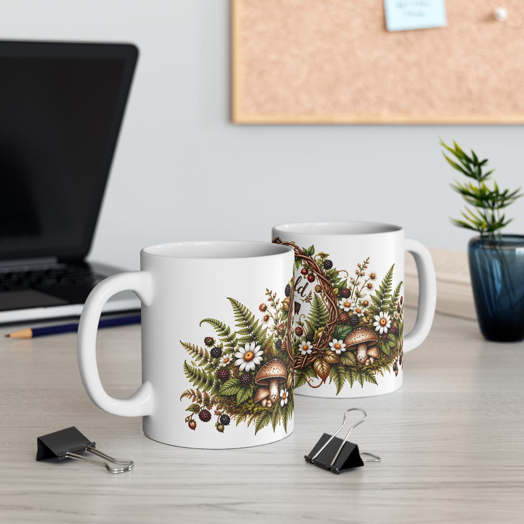 Grow Wild Puppy Ceramic Mug — Floral Rat Terrier Coffee Cup (11oz)