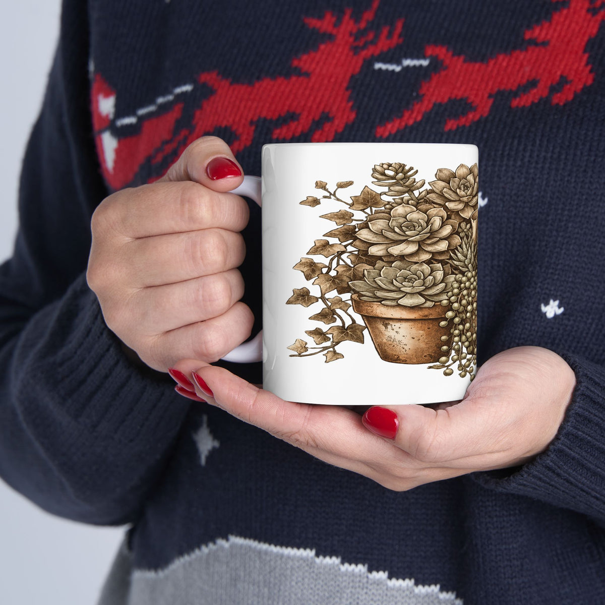 Plant Lady Ceramic Mug – Succulent Coffee Cup (11oz & 15oz)