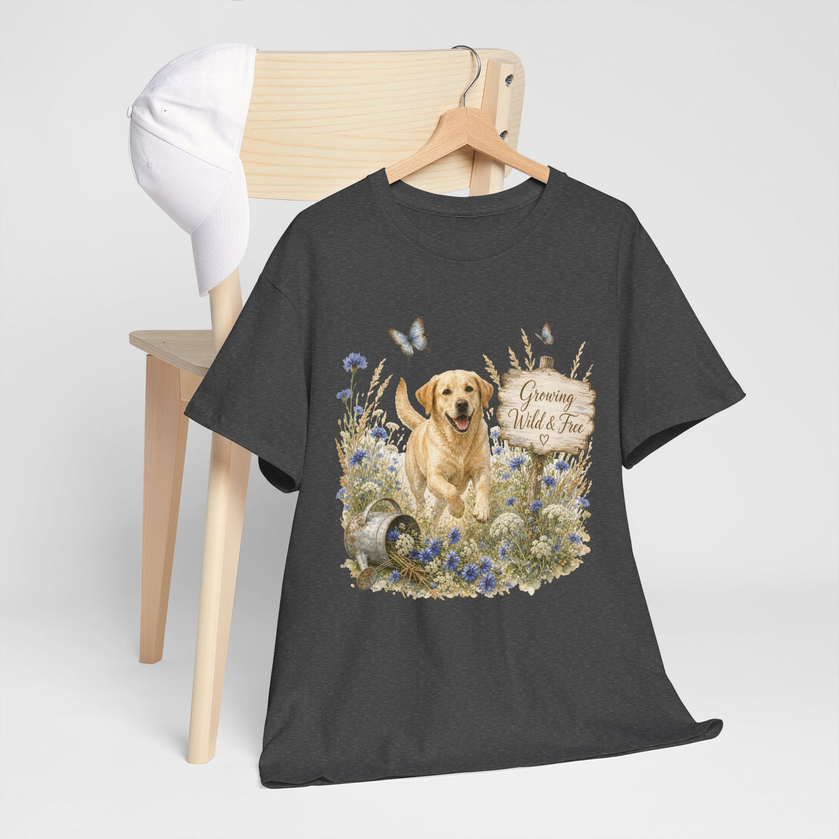 Golden Retriever Floral Tee — "Growing Wild & Free" Dog Lover Shirt