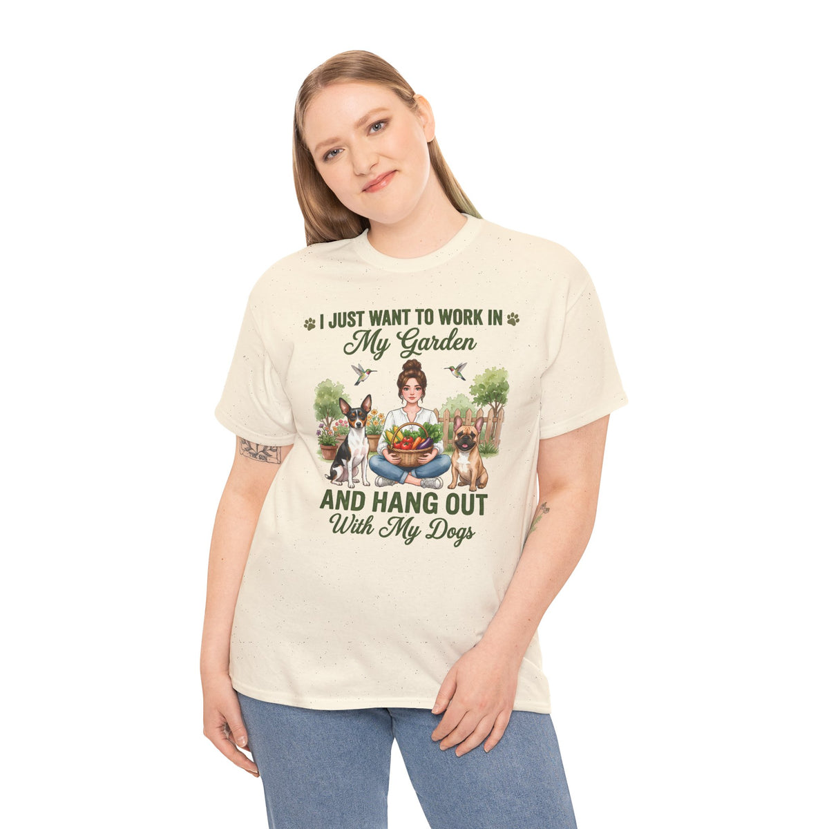 I Just Want To Work In My Garden And Hang Out With My Dogs Unisex T-Shirt — fresh garden harvest (v1)