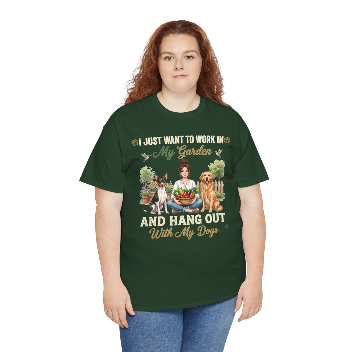 I Just Want To Work In My Garden And Hang Out With My Dogs Unisex T-Shirt — golden retriever and terrier (v2)