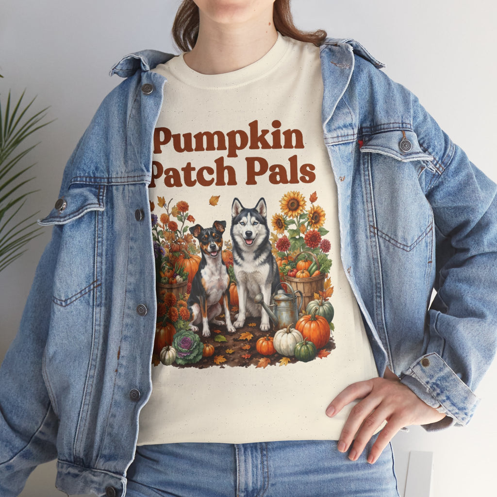 Pumpkin Patch Pals Tee — Fall Husky & Pumpkin Graphic T-Shirt
