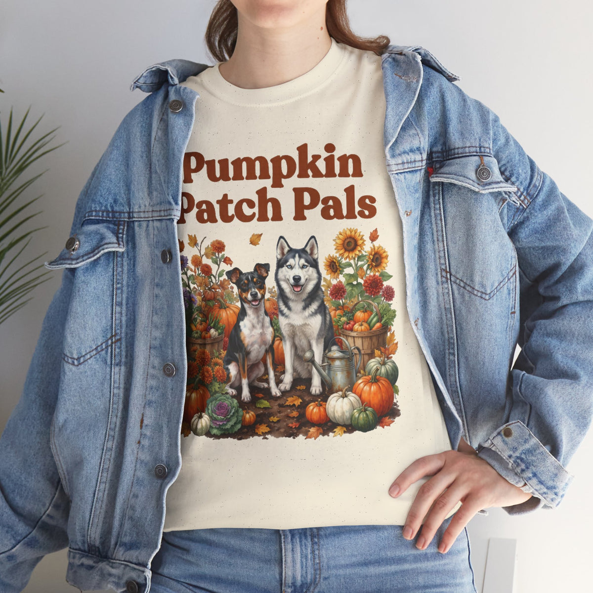 Pumpkin Patch Pals Tee — Fall Husky & Pumpkin Graphic T-Shirt