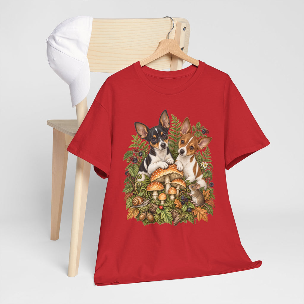 Rat Terrier Puppies Autumn Mushroom T-Shirt