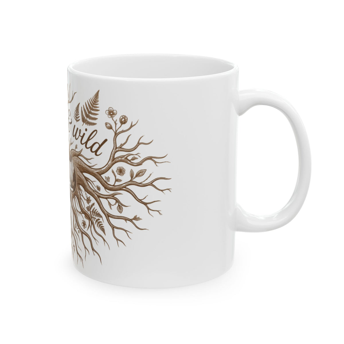 Rooted & Wild Ceramic Mug –Rat Terrier Nesting in Tree Roots, Nature Lover Coffee Cup (11oz)