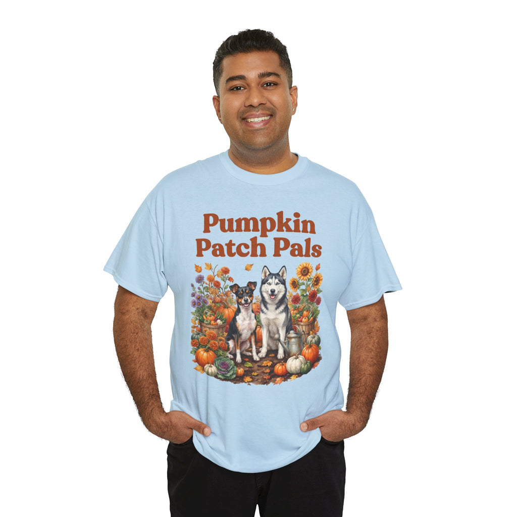 Pumpkin Patch Pals Tee — Fall Husky & Pumpkin Graphic T-Shirt