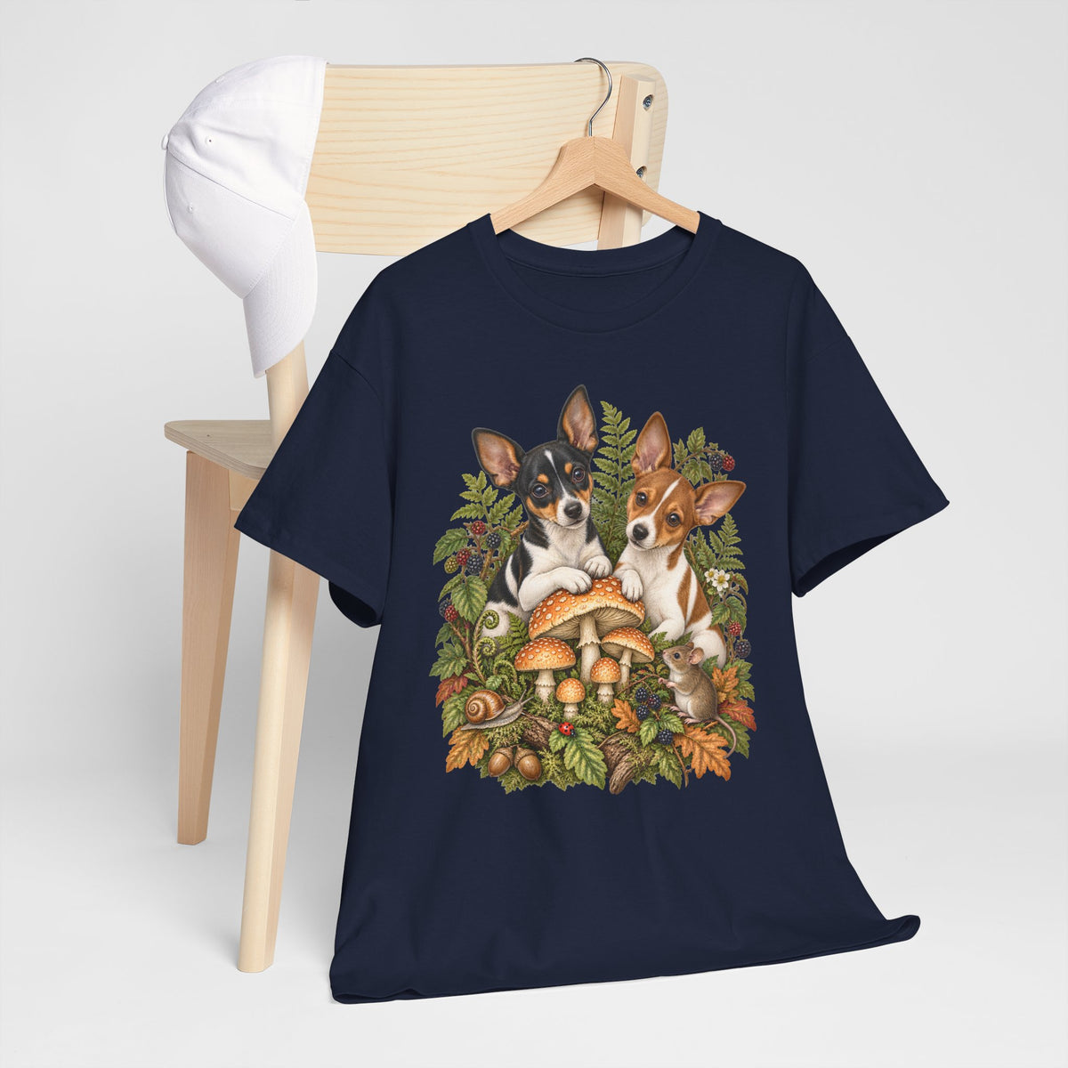 Rat Terrier Puppies Autumn Mushroom T-Shirt