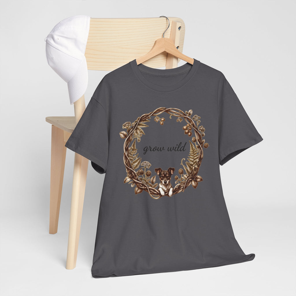 'Grow Wild' Floral Wreath with Puppy Graphic Tee