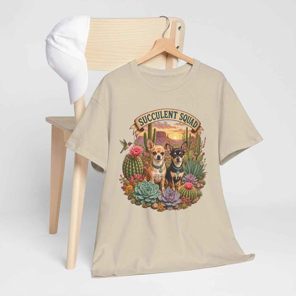 Succulent Squad T-Shirt — Cute Chihuashuas & Desert Succulents Graphic Tee
