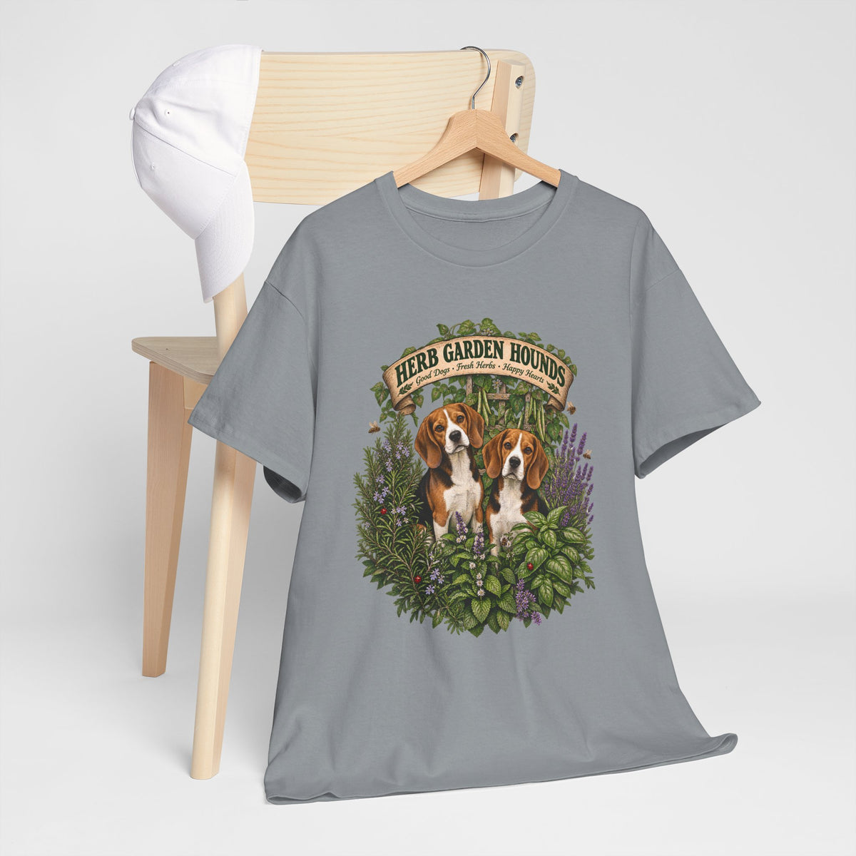 Herb Garden Hounds T-Shirt — Beagle Floral Gardening Tee
