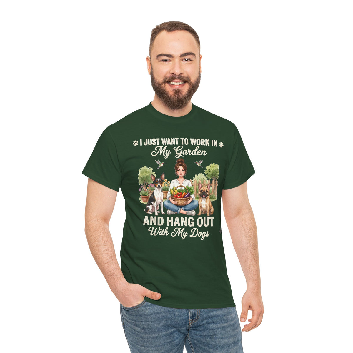 I Just Want To Work In My Garden And Hang Out With My Dogs Unisex T-Shirt — fresh garden harvest (v2)