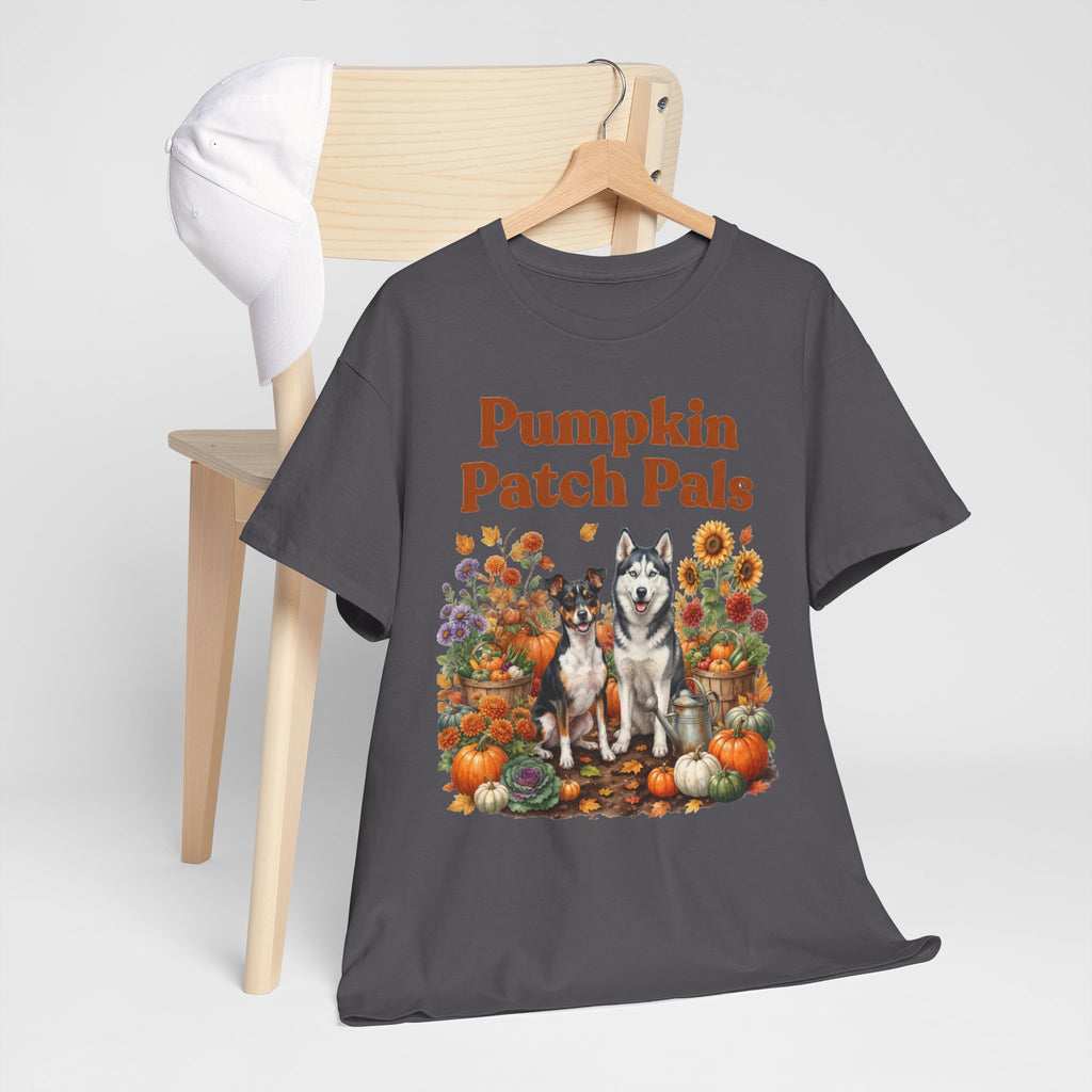 Pumpkin Patch Pals Tee — Fall Husky & Pumpkin Graphic T-Shirt