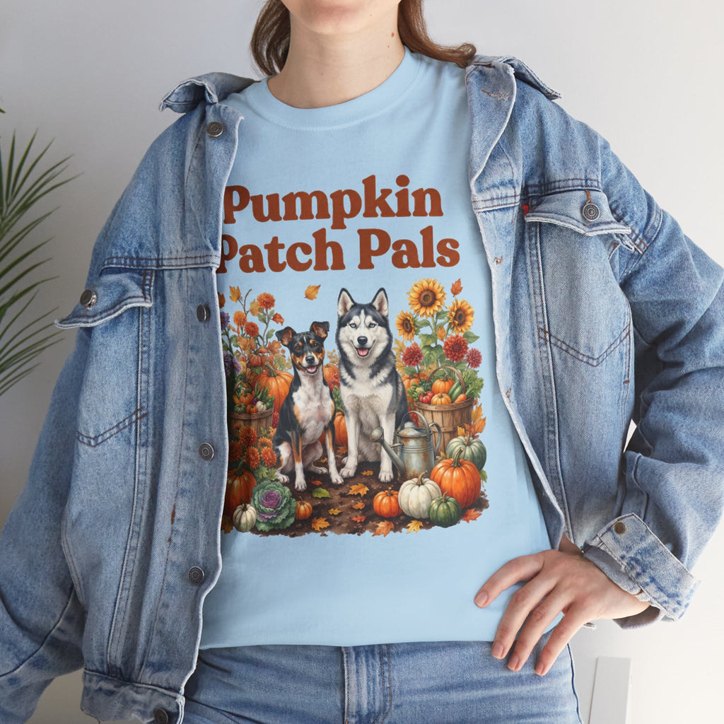 Pumpkin Patch Pals Tee — Fall Husky & Pumpkin Graphic T-Shirt