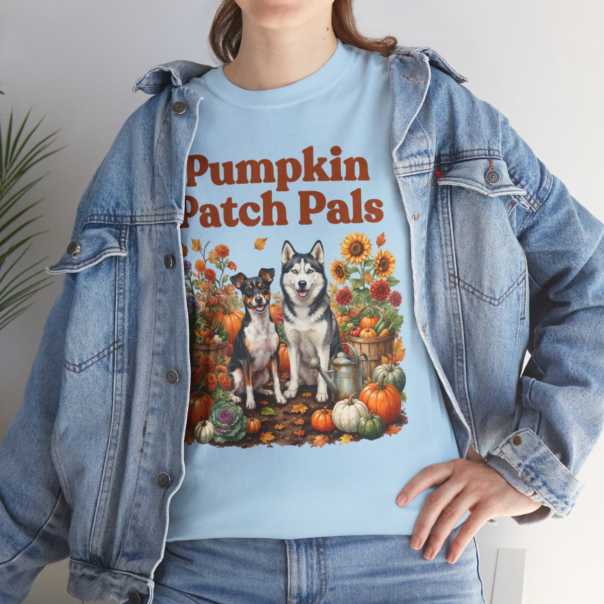 Pumpkin Patch Pals Tee — Fall Husky & Pumpkin Graphic T-Shirt