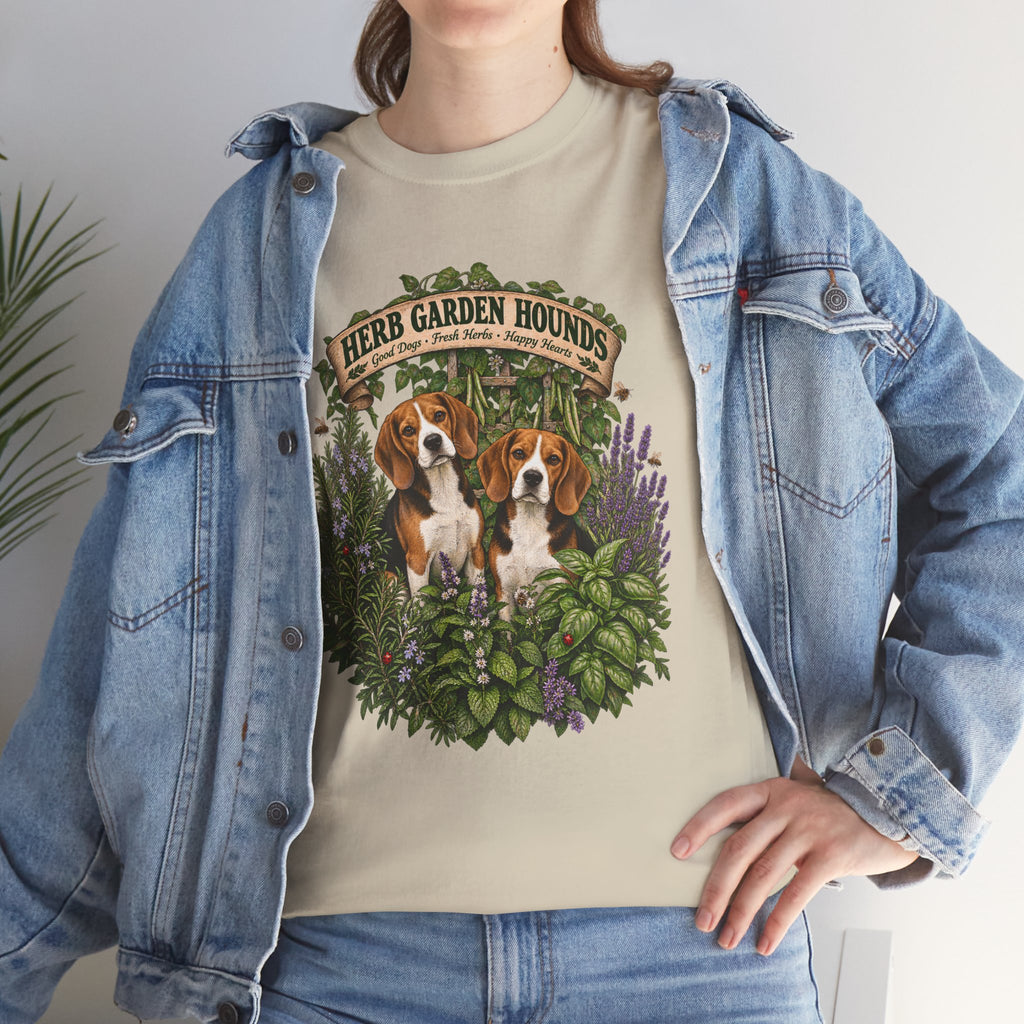 Herb Garden Hounds T-Shirt — Beagle Floral Gardening Tee