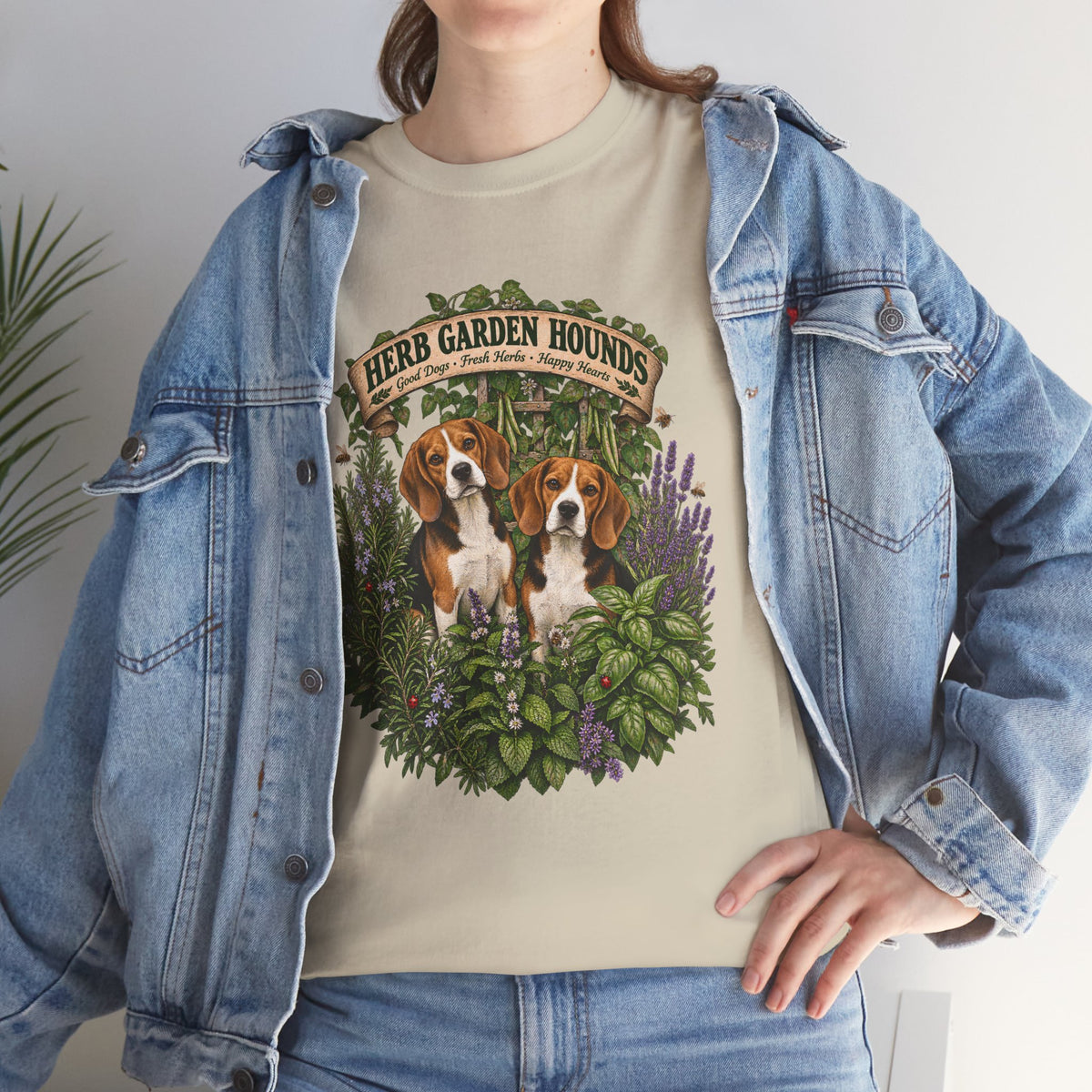 Herb Garden Hounds T-Shirt — Beagle Floral Gardening Tee