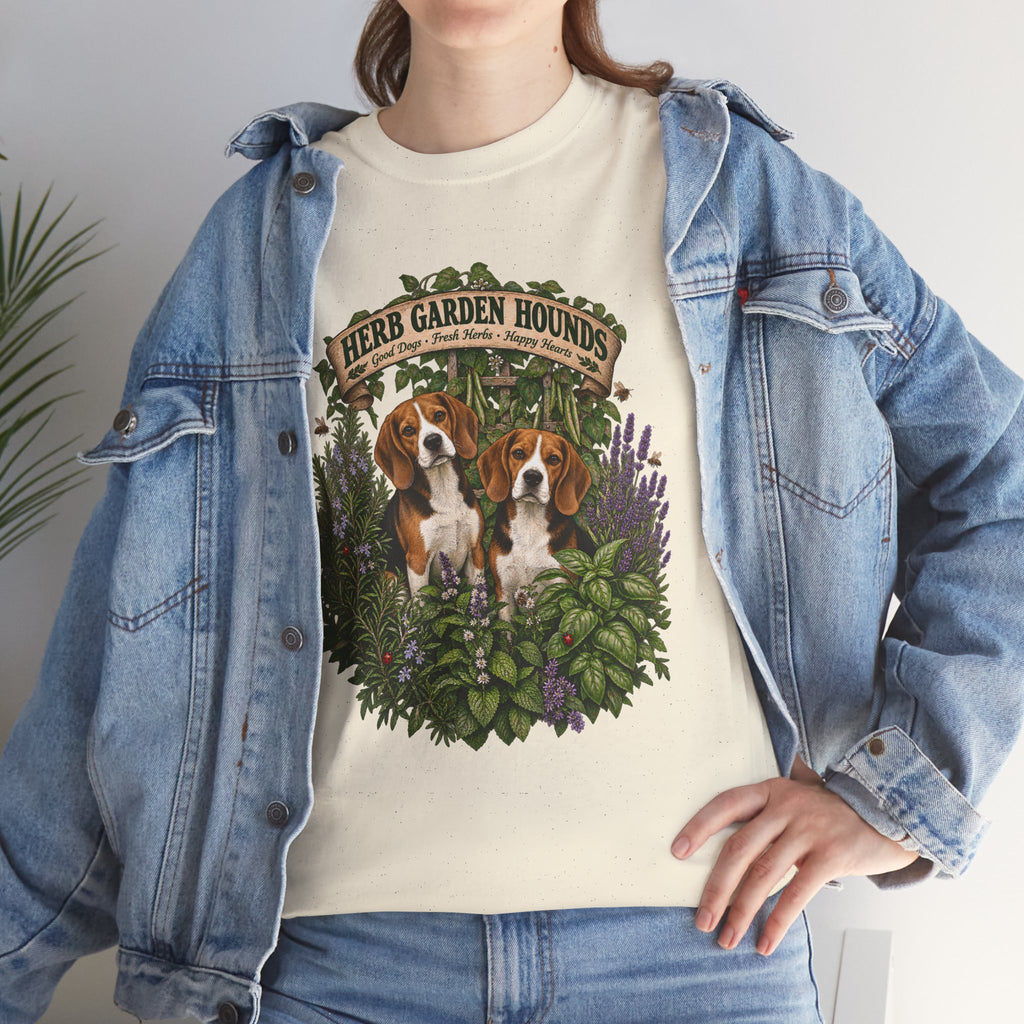Herb Garden Hounds T-Shirt — Beagle Floral Gardening Tee