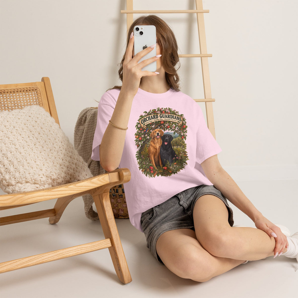 Orchard Guardians T-Shirt — Golden & Black Labrador Dog Tee