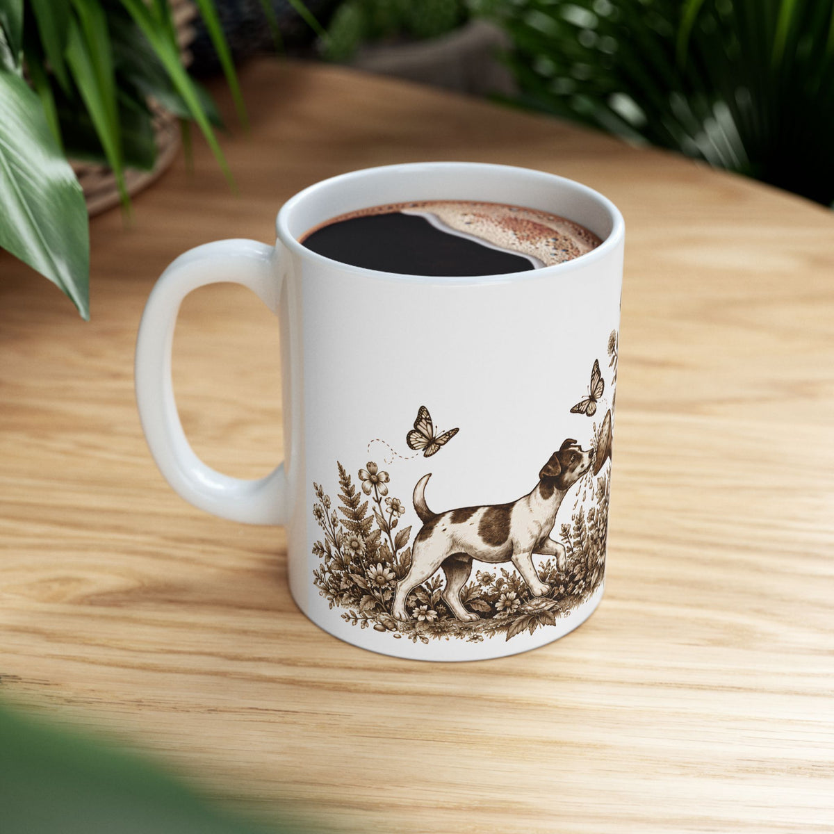 Gardening Mug — 'Green Thumb' Watering Can & Flowers Ceramic Coffee Cup (11oz)