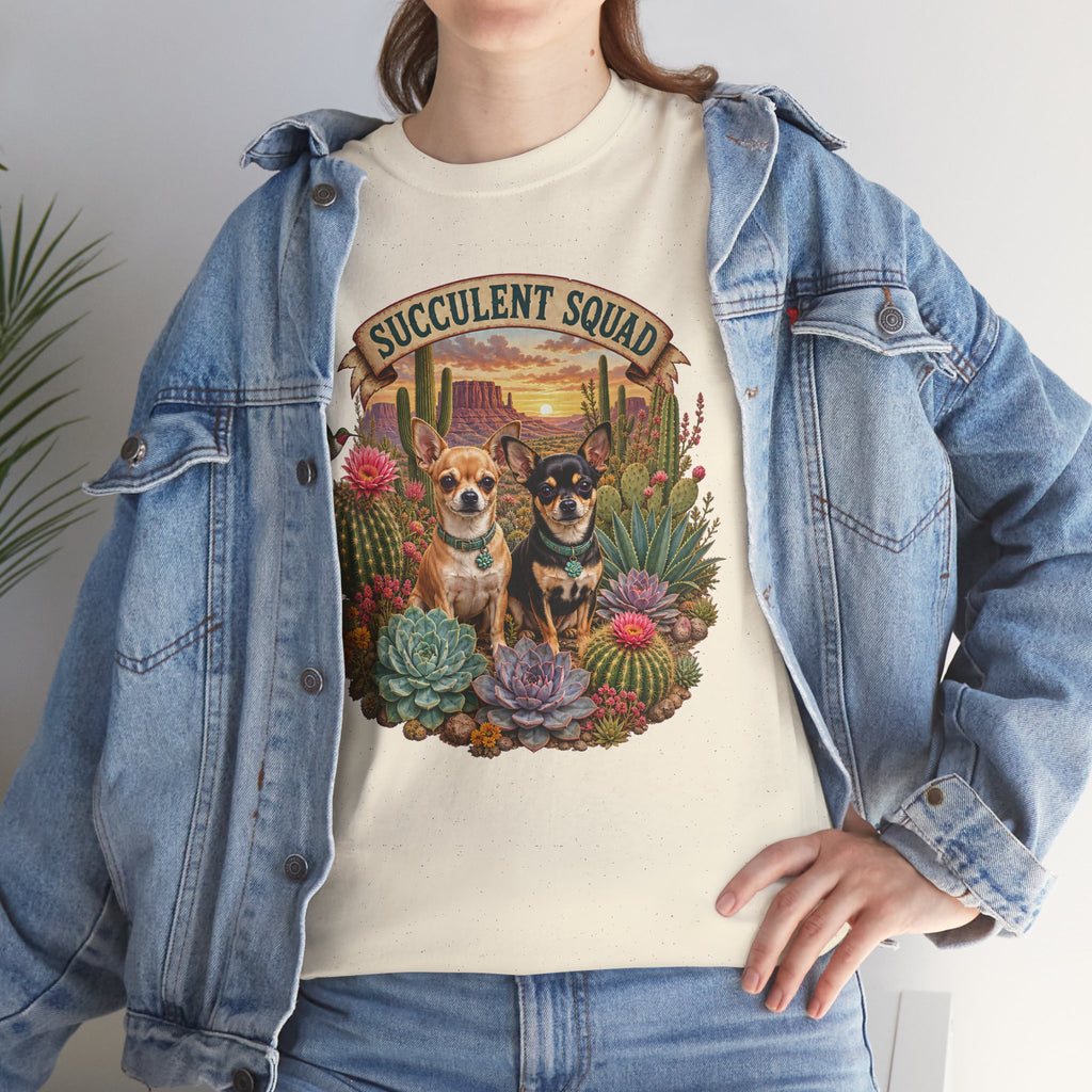 Succulent Squad T-Shirt — Cute Chihuashuas & Desert Succulents Graphic Tee