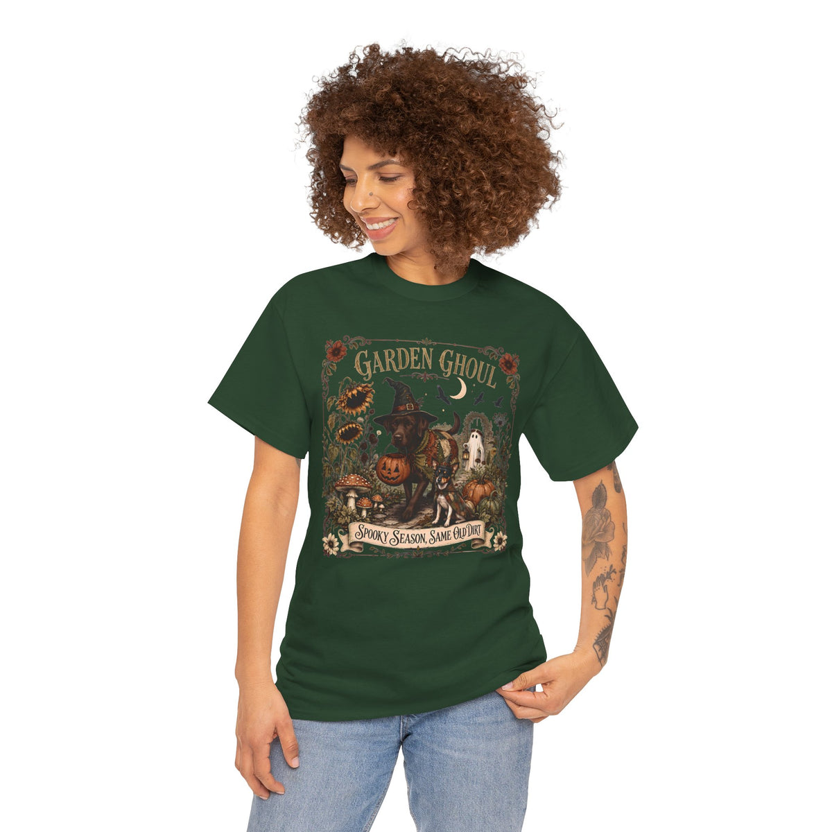 Garden Ghoul Spooky Season Same Old Dirt Unisex T-Shirt Chocolate Lab.