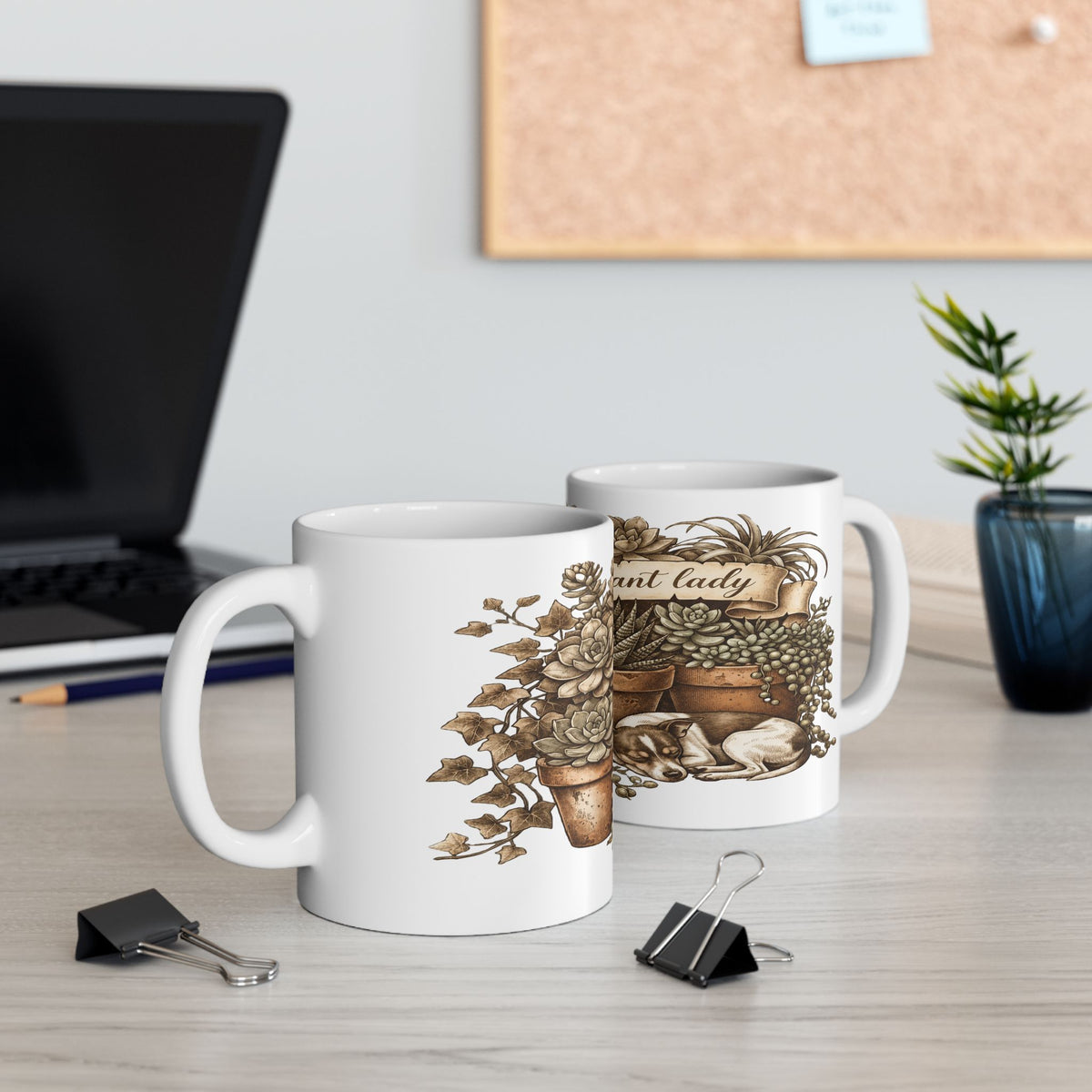 Plant Lady Ceramic Mug – Succulent Coffee Cup (11oz & 15oz)