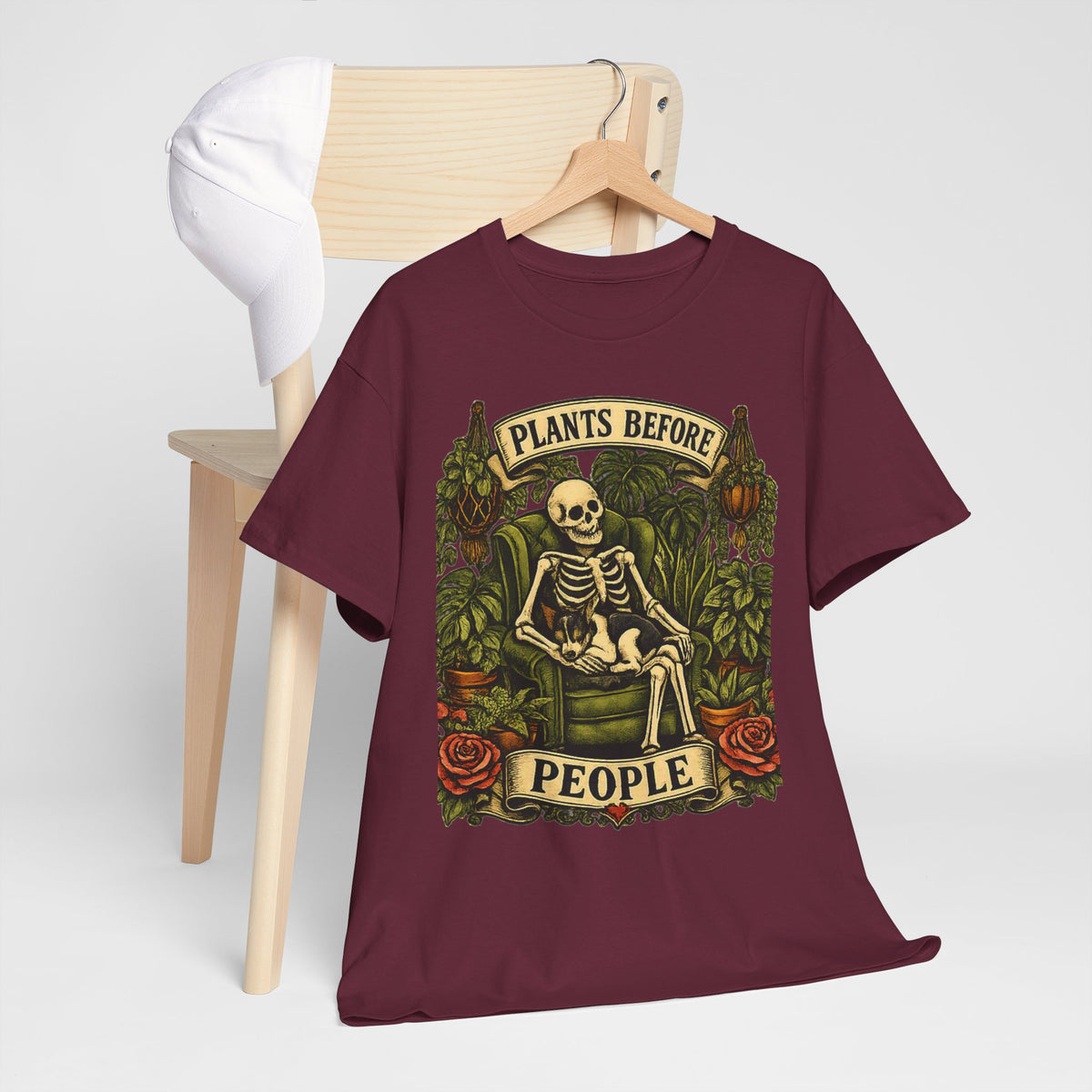 Plants Before People T‑Shirt — Vintage Skeleton Gardening Tee for Plant Lovers