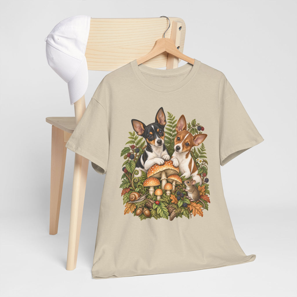 Rat Terrier Puppies Autumn Mushroom T-Shirt