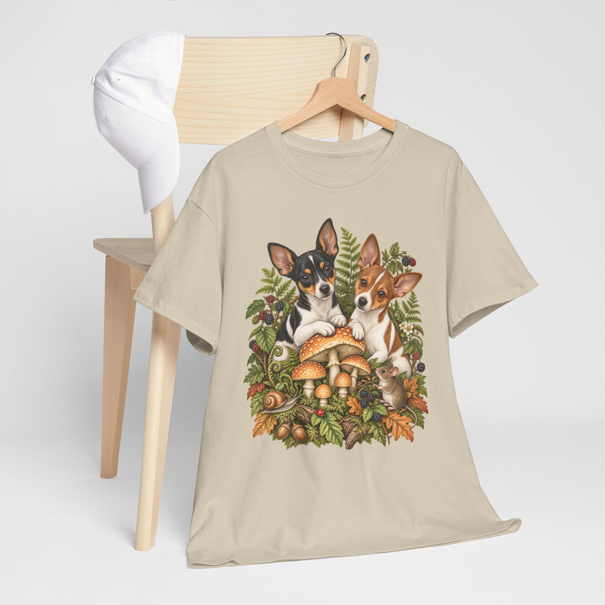 Rat Terrier Puppies Autumn Mushroom T-Shirt