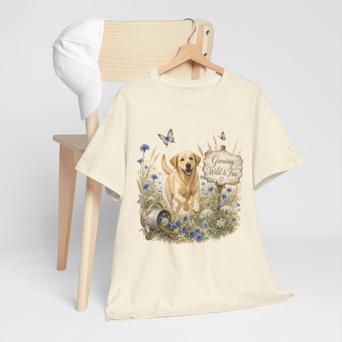 Golden Retriever Floral Tee — "Growing Wild & Free" Dog Lover Shirt