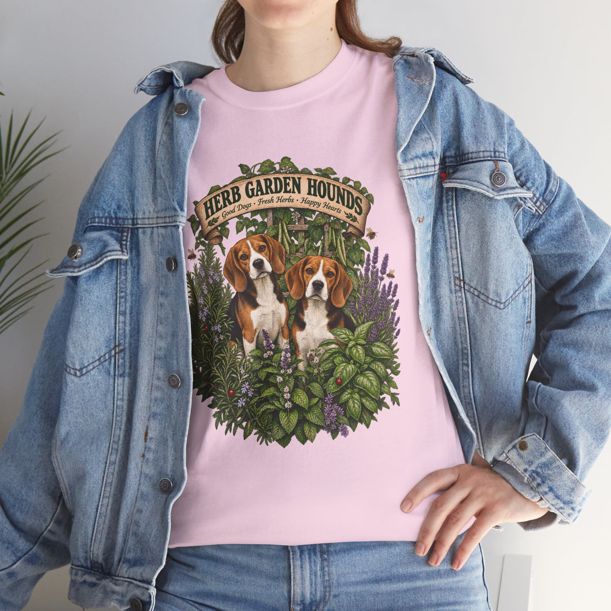 Herb Garden Hounds T-Shirt — Beagle Floral Gardening Tee