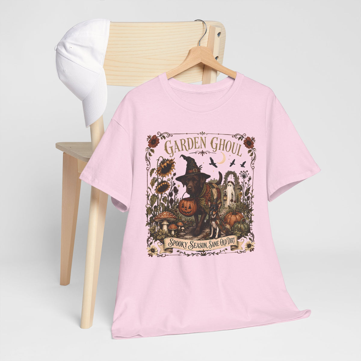 Garden Ghoul Spooky Season Same Old Dirt Unisex T-Shirt Chocolate Lab.