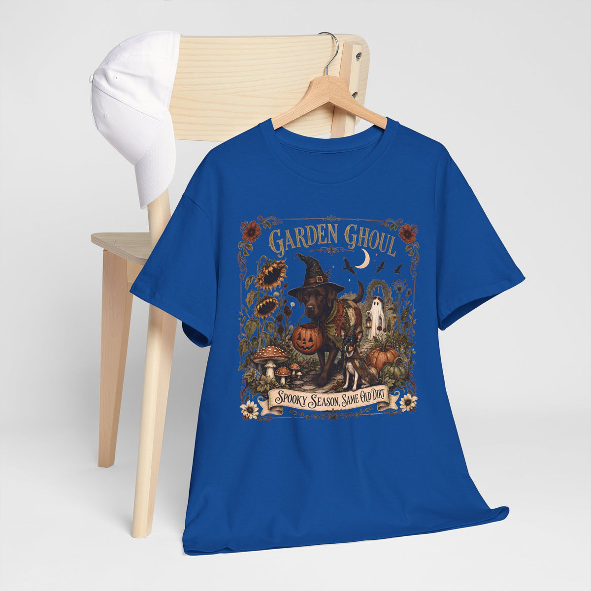Garden Ghoul Spooky Season Same Old Dirt Unisex T-Shirt Chocolate Lab.