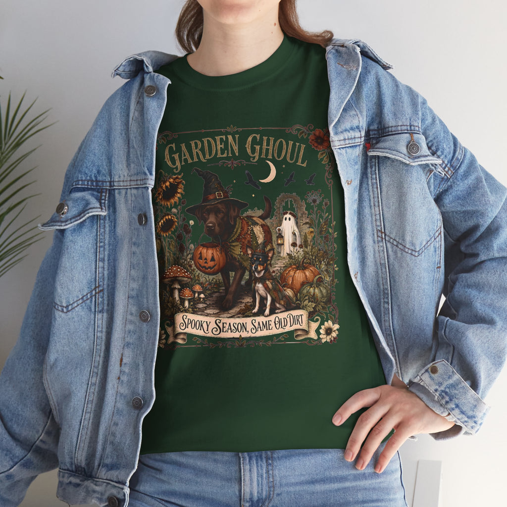 Garden Ghoul Spooky Season Same Old Dirt Unisex T-Shirt Chocolate Lab.