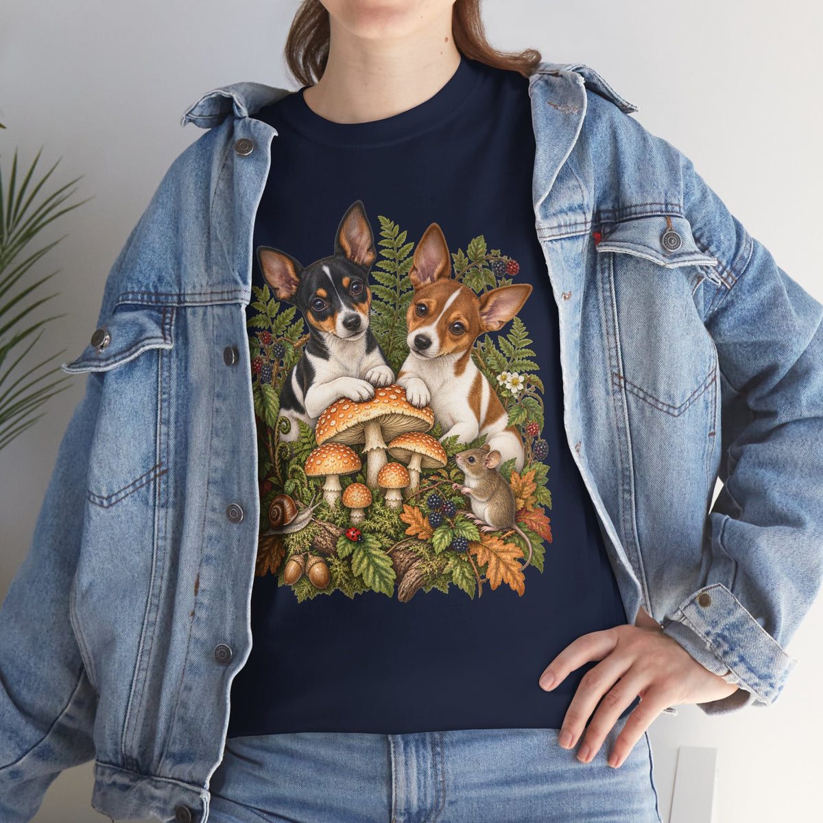 Rat Terrier Puppies Autumn Mushroom T-Shirt