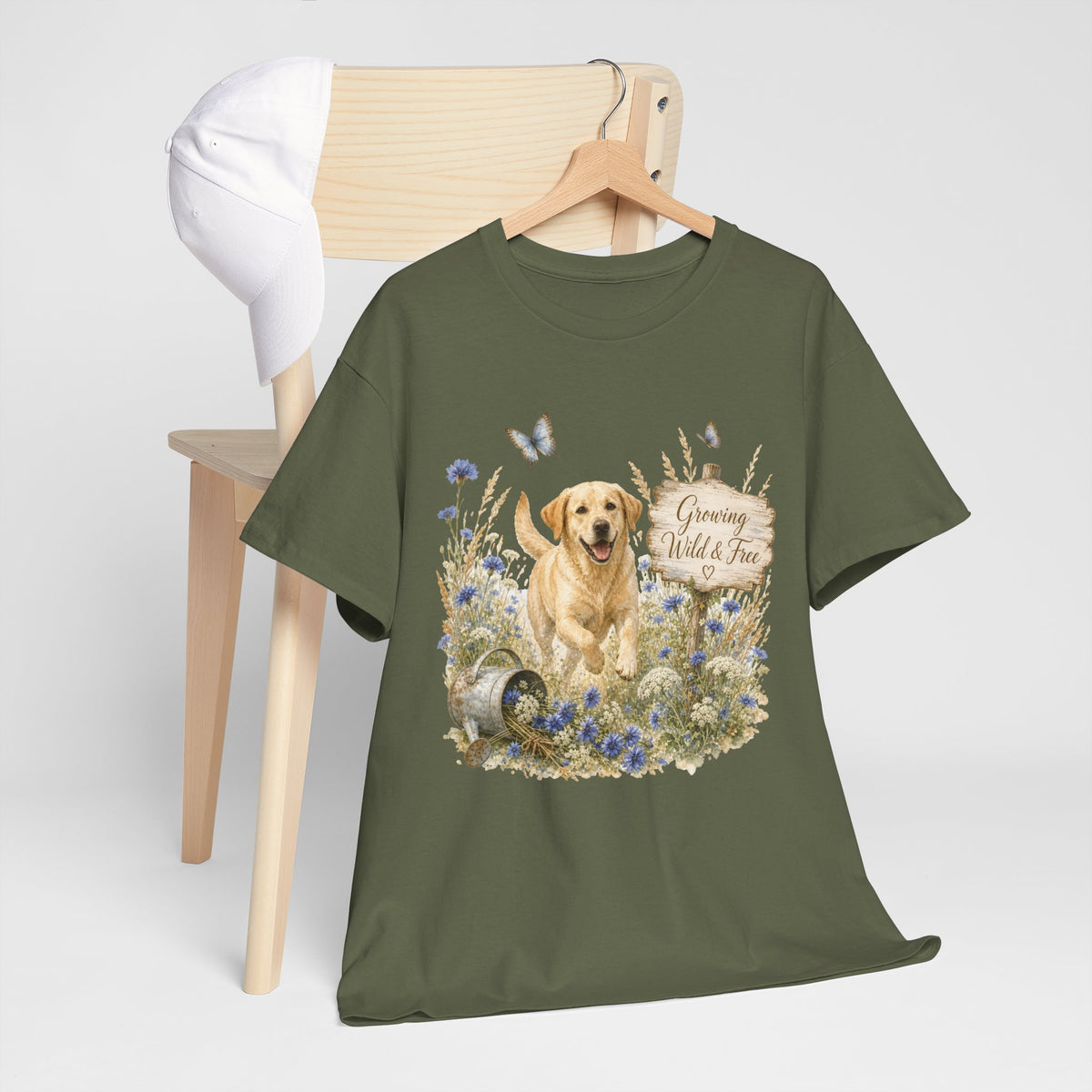 Golden Retriever Floral Tee — "Growing Wild & Free" Dog Lover Shirt
