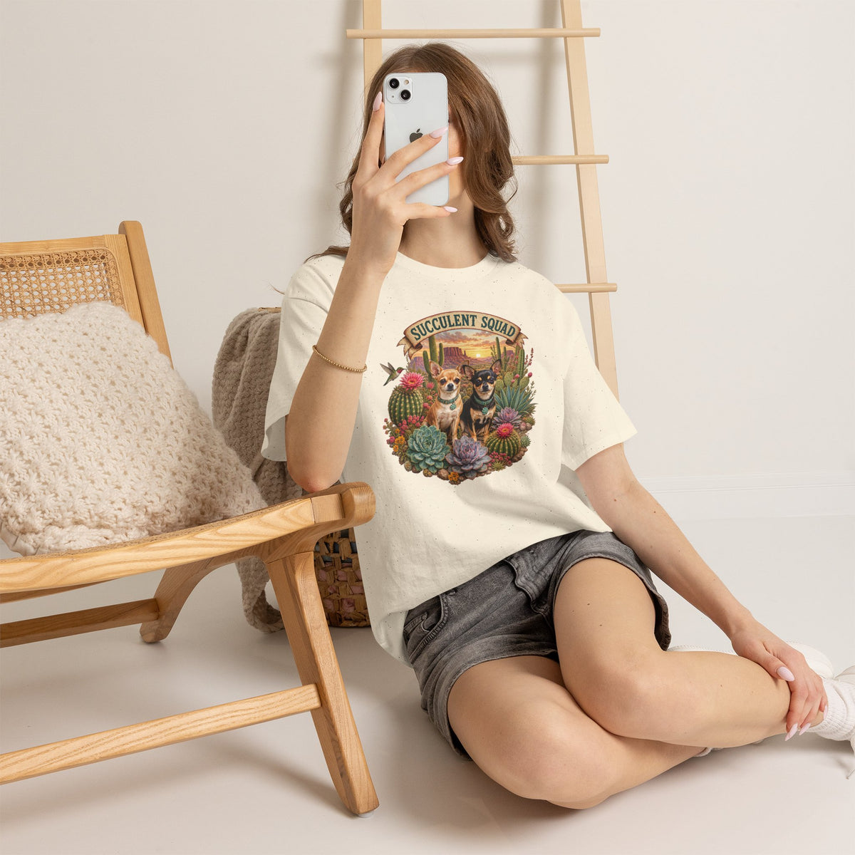Succulent Squad T-Shirt — Cute Chihuashuas & Desert Succulents Graphic Tee